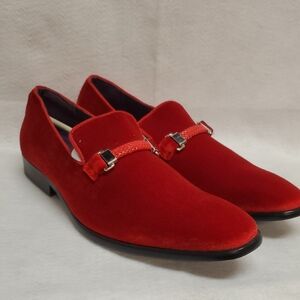 Size 12 Mens Elegant Red Velvet Men's Loafers